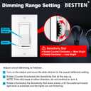 BESTTEN 2 Pack Dimmer Light Switch, Universal Lighting Control, Single Pole or 3 Way, Compatible with LED Dimmable Lamp, CFL, Incandescent, Halogen Bulb, Decorator Wallplate Included, UL Listed, White