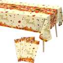 Tbsone Thanksgiving Disposable Rectangle Plastic Tablecloth  3 Pack, Fall Maple Leaves Themed Table Covers for Harvest Party Decorations Supplies (54 x 108 Inches)
