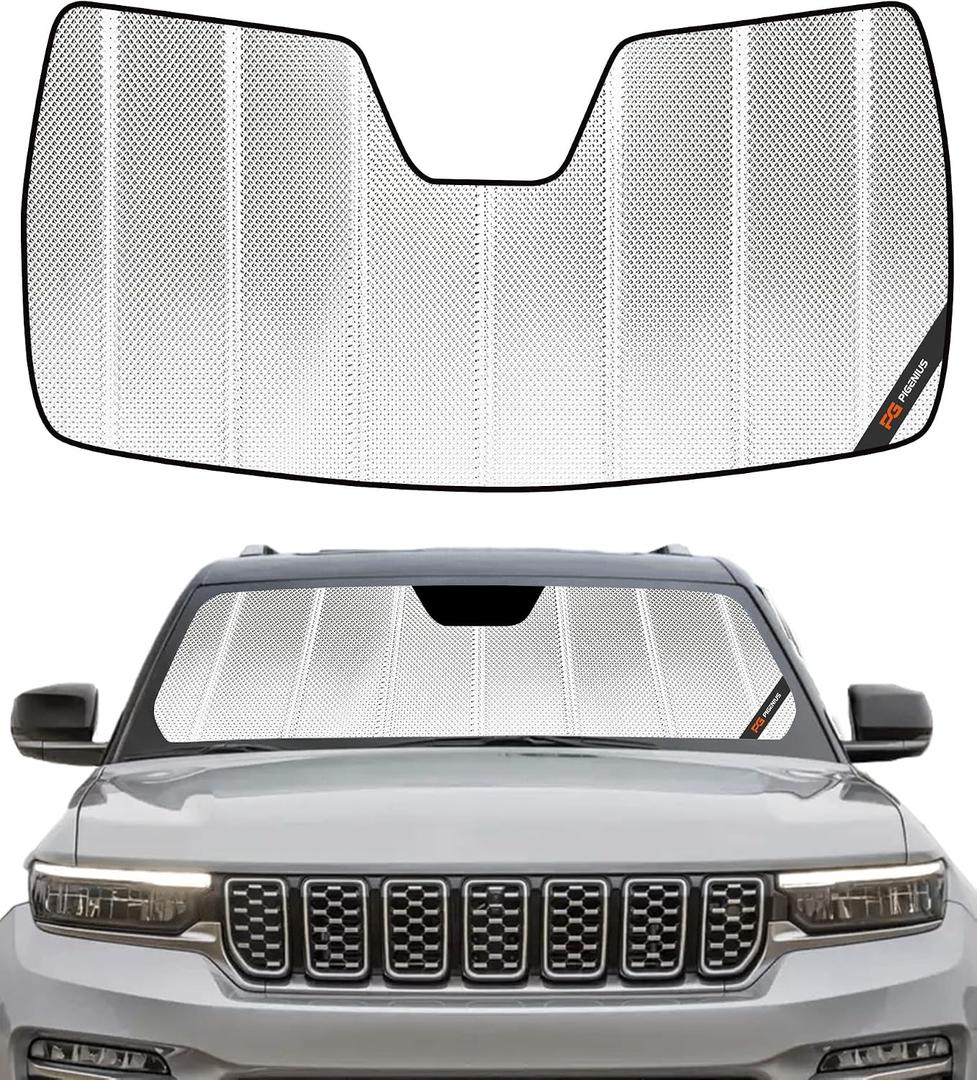 Pigenius Windshield Sunshade for Jeep Grand Cherokee 2022-2026, Grand Cherokee L 2021-2026 Custom Front Window Sun Shade - BLAZBLOCK