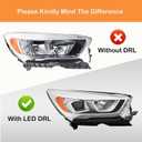 Headlights Assembly compatible with 2017 2018 2019 Ford Escape Halogen Projector Headlamp w/LED DRL Driver+Passenger,Chrome Housing
