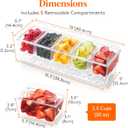 Lifewit Ice Chilled Condiment Caddy with 5x20 oz Containers, Condiment Server with Separate Lid, Serving Tray Platter with Removable Dishes for Bar Fruit Salad Taco Party Garnish, 39 x13cm/15x5