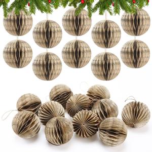 Shellwei 12 Pcs Christmas Music Note Ornament 3 Inch Christmas Tree Paper Honeycomb Hanging Decorations Music Note Themed Balls Ornaments for Xmas Tree Party Decoration(Fresh)