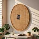 SOFE Oval Woven Rattan Bulletin Board, 20x26 Boho Pin Boards, 26" x 20.1"