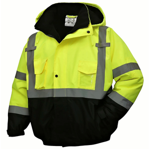 SKSAFETY High Visibility Reflective Jackets for Men, Waterproof Class 3 Safety Jacket with Pockets, Hi Vis Yellow Coats with Black Bottom, Mens Work Construction Coats for Cold Weather, XL, 1 Pack
