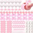 Honeydak 96 Pcs 12 Set Spa Party Favors for Girls Women Pink Sleepover Party Supplies Bulk Face Mask Bowl Set Mirror Headband Scrunchies Face Wash Cloths Basin Eye Mask for Wedding Bridal Shower Spa