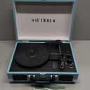 Victrola Journey Bluetooth Portable Suitcase Record Player  with Built-in Speakers, 3 Speed Vinyl Record Player, RCA Out, Headphone Jack (Turquoise)