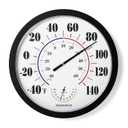 Indoor Outdoor Thermometer Wall Large Numbers Thermometer No Battery 10" Hanging Digital Weather Hygrometers for Home Garden Outside Patio Decor (Black)