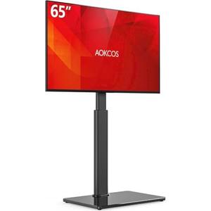 AOKCOS Swivel TV Floor Stand for 32-65 Inches TVs, 8 Level Height Adjustable Corner Small TV Stand Mount for Living Room/Bedroom, Holds up to 88 lbs,MAX VESA 400x400mm,Black