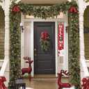 Christmas Welcome Porch Sign Decor Santa Wooden Hanging Sign Door Porch Standing Decorative Signs Plaques for Front Door Farmhouse Outdoor Indoor Welcome Sign Wall Craft Decor 47.2"H