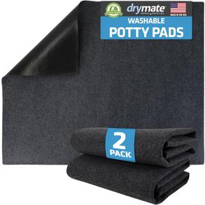 Drymate 2-Pack Washable Pee Pads for Dogs (29x36), Waterproof, Absorbent, Slip-Resistant, Reusable Pet Training Potty Puppy Mats, Housebreaking, Incontinence Bed Pads, Crate, Kennel (USA Made) (Charcoal)