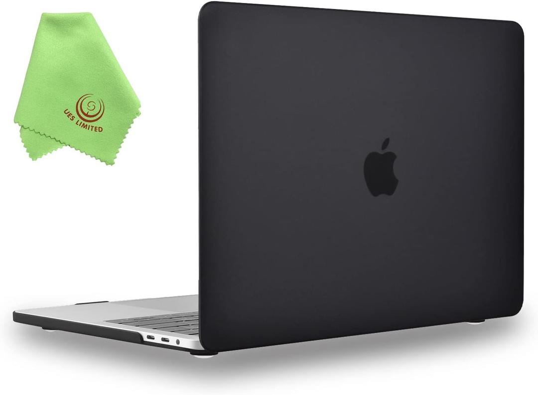 UESWILL Matte Hard Case Compatible with MacBook Pro 15 inch with Touch Bar & USB-C 2016 2017 2018 2019 Release Model A1990 A1707, Black