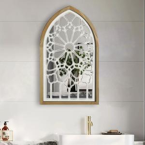 Rustic Wood Frame Wall Art, Distressed White Floral Carved Design, Vintage Arched Windowpane Style Farmhouse Decor with Acrylic Reflective Surface for Living Room Bedroom Bathroom, 13.4x22 Inch Rustic Wood Frame Wall Art, Distressed White Floral Carved Design, Vintage Arched Windowpane Style Farmhouse Decor with Acrylic Reflective Surface for Living Room Bedroom Bathroom, 13.4x22 Inch