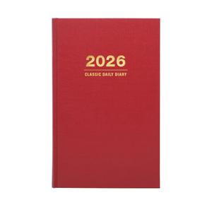 2026 Professional Hardcover Daily Diary Journal and Planner, 8"x12.5" (Red)
