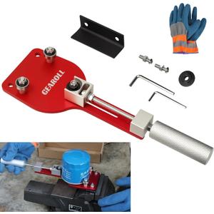 77750 Oil Filter Cutter Tool with Vise Jaw Plate, Oil Filter Cutter Cutting Tool for Filter Cutting Range 2-3/8" to 5" (Red)