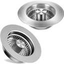 Kitchen Sink Drain Strainer 2 Pack, 304 Stainless Steel Pop Up Sink Stopper, Anti-Clogging Sink Drain Strainer for US Standard Kitchen Drain