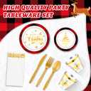 Layhit 175 Pcs Christmas Plastic Plates Set Disposable Christmas Plastic Dinnerware for 25 Guests Disposable Xmas Plates Napkins Cups Silverware for Holiday Party Supplies(Black Red)