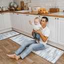 KIMODE Kitchen Mats for Floor, Abstract Kitchen Rugs Sets of 2, Anti Fatigue Mats for Kitchen Floor, Cushioned Comfort Kitchen Floor Mats for Sink Laundry Desk Multi-Blue 17"x59"+17"x29"