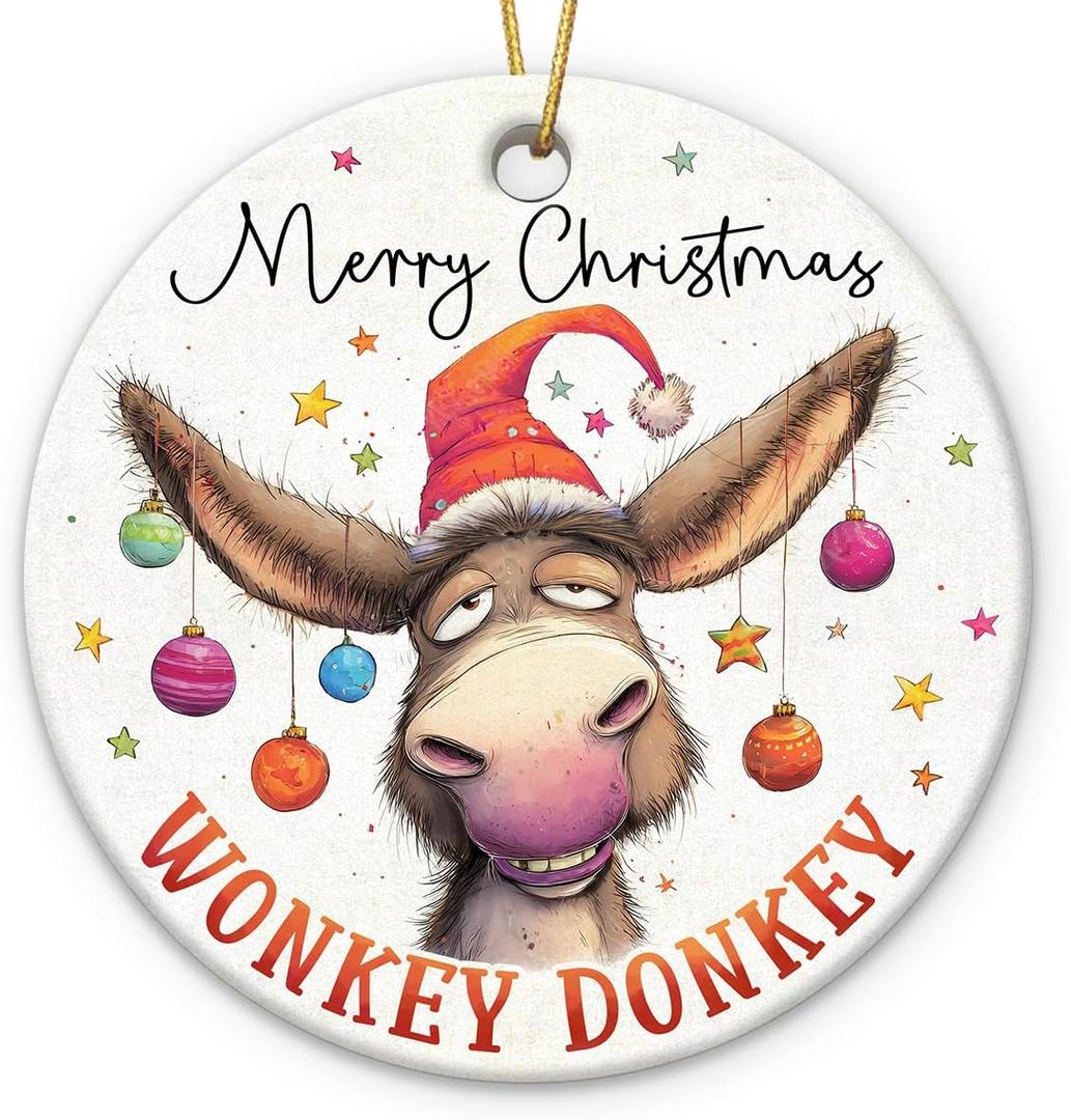 2 x Donkey Christmas Ornament 2025 - Funny Donkey Ornaments for Christmas Tree, Farm Animals Ornament, Donkey Ornament for Animal Lovers, Gift for Boys, Girls, Neighbors and Friends