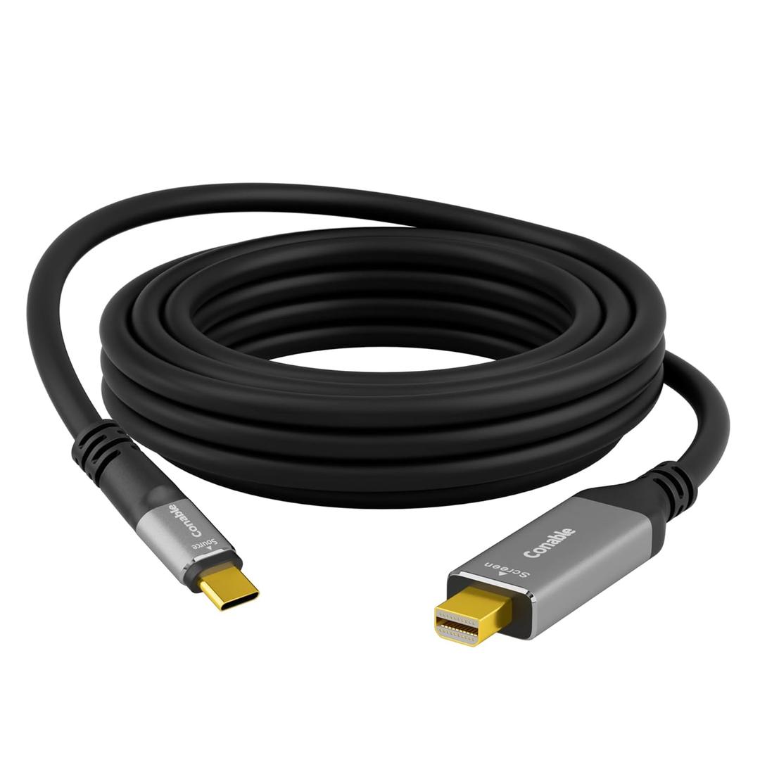Conable Unidirectional USB C to Mini DisplayPort Cable 6FT, 4K@60Hz, for USB C & Thunderbolt 4/3, Not Supports Thunderbolt/Thunderbolt 2, Only Video Not Data