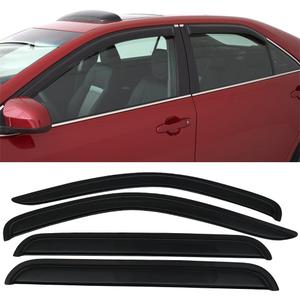 IKON MOTORSPORTS Tape On External Window Visor, Compatible with 1998-2004 Dodge Durango, Dakota Crew cab, Slim Style Acrylic Smoke Tinted 4PCS Sun Rain Shade Guard Wind Vent Air Deflector
