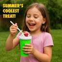 4 x Slushy Cup & Slushy Maker, Portable Smoothie Slushie Squeeze Cup for Juices, Milk and Ice Cream Make, Double Layers Silica with Lid & Straw for Kids, Friends & Family (GREEN, STANDARD SIZE)