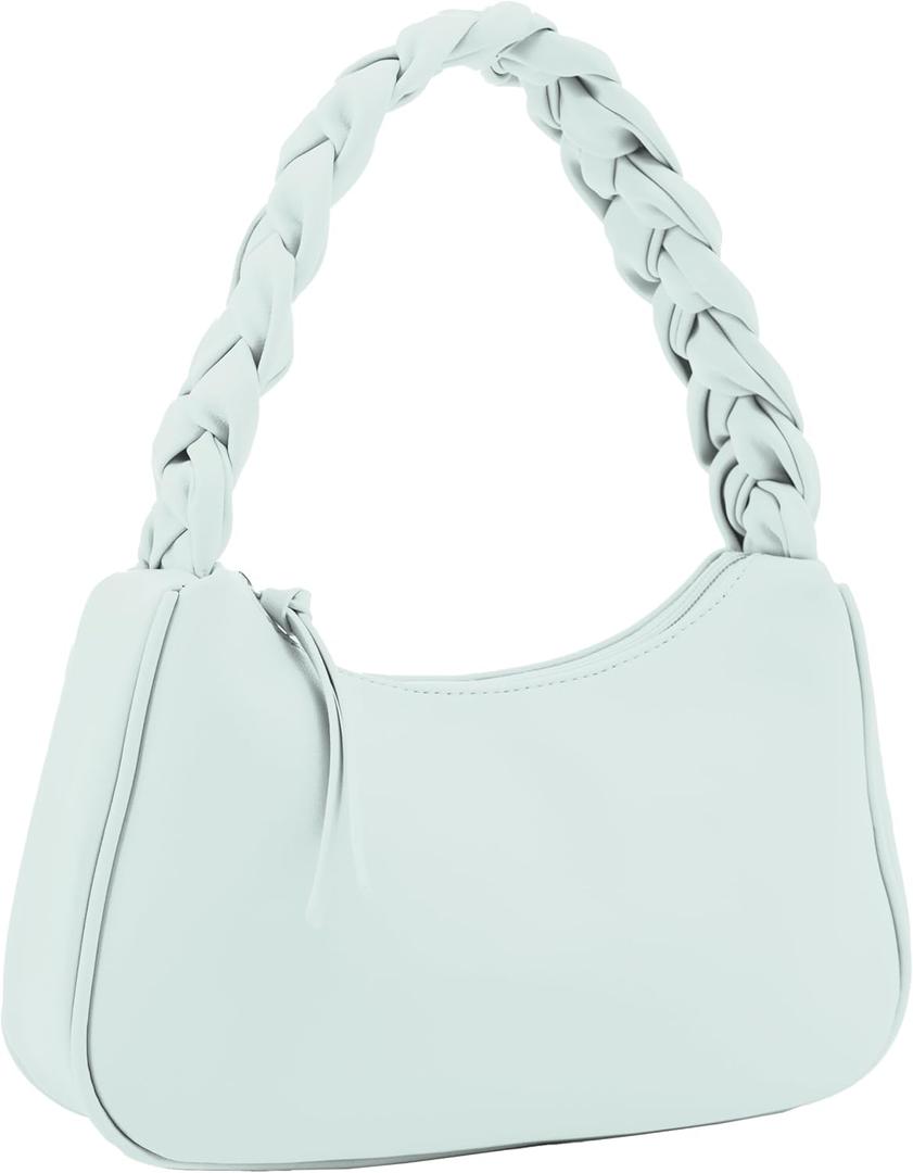 Emperia Braided Top Handle Shoulder Bag For Women, Trendy Designer Small Hobo Tote Handbag (Mint)