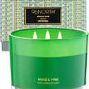 Glowence Luxury Pine Scented Candle  Housewarming Christmas Candle for Home  Elegant Gift for Women & Men  Large 3 Wick Jar Candle  100% Natural Soy Wax  Up to 40 Hours Burning Time