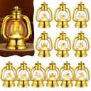ROCEEI 12 Pcs Ramadan Eid Lantern Mini Gold Lanterns Decorative with LED Candles Small Eid Mubarak Decor Vintage Hanging Lantern Lights for Home Table Centerpiece Party Gift