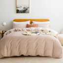 JELLYMONI 100% Natural Cotton 2pcs Striped Duvet Cover Sets,White Duvet Cover with Pink Stripes Pattern Printed Comforter Cover,with Zipper Closure & Corner Ties(Twin Size) (Twin(68"90"), 0902)