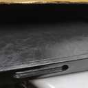 16x16 inches Square Leather Ottoman Serving Tray with Hole Handles, Modern Minimalist Service Tray for Living Room, Coffee Table, Bed, Tea, Food, Butler Countertop, Kitchen, Dinner, Picnic (Black)