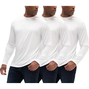 DEVOPS 3 Pack Men's Sun Protection Shirts UV SPF UPF 50+ Long Sleeve Rash Guard Fishing Running Quick Dry Lightweight
(3X-Large, White/ White/ White)
