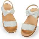 Toddler Girls Sandals Slip-On Open Toe Sandals Little Kid Non-Slip Soft Rubber Sole Princess Flat Shoes (7.5 Toddler, A07/White)