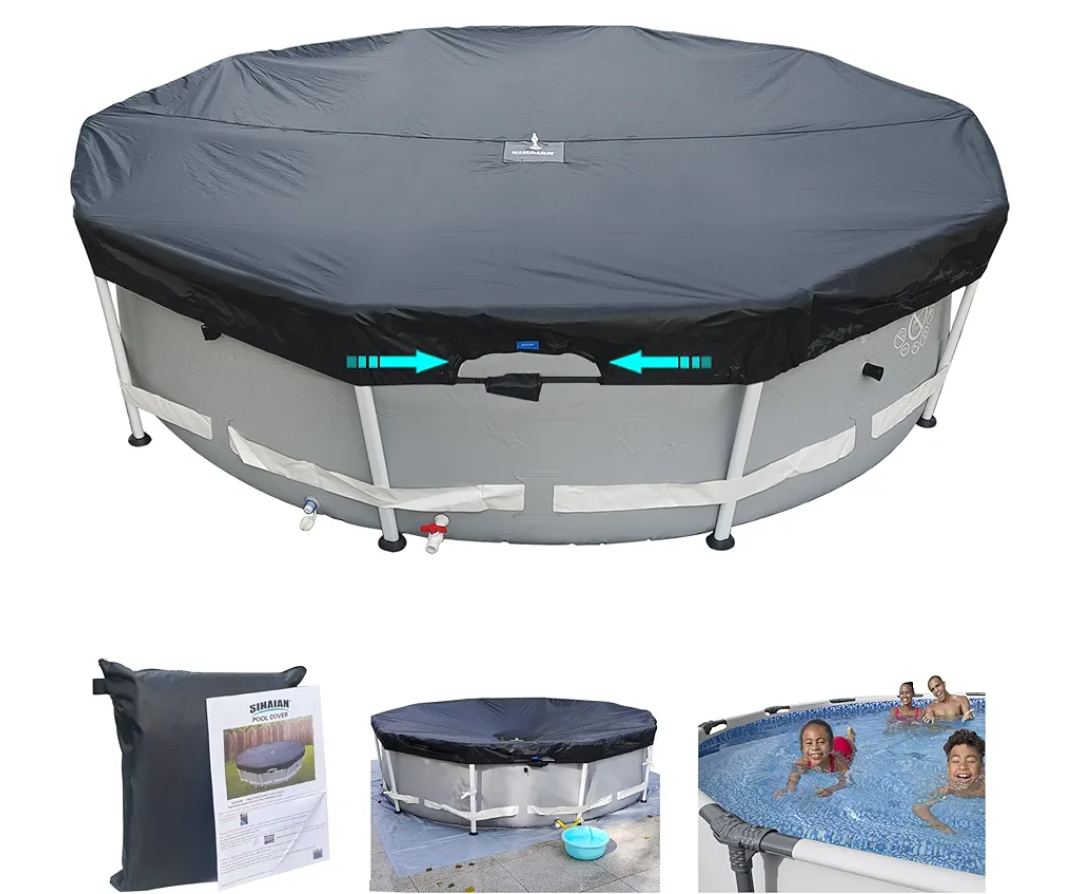 16 Ft Pool Cover, Quick Installation and Removal Above Ground Pool Cover, One-Piece Round Pool Cover, Waterproof, Preventing Waterlogging, UV and Weather Resistant Solar Swimming Pool Cover