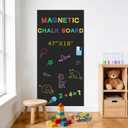 Magnetic Wall Board Self-Adhesive 47.2x17.5 in Magnetic Sticker for Wall Peel and Stick Magnet Wallpaper Black Magnet Wall Decal Rectangle with Multiple Accessories for Kids Playroom Home Cafe Decor