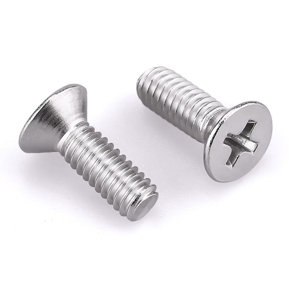 3/8-16 x 3/4" Phillips Flat Head Machine Screws, 304 Stainless Steel (18-8), Coarse Thread UNC Fully Threaded, 20-Pack