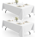 12pcs Pureegg Rectangle Table Cloth 60" x 102" Durable Polyester Tablecloth Offers Reusable & Washable Protection, Ideal for Outdoor Party, Picnic, Wedding, Banquet and Birthday, 12 Pack, White