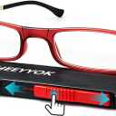 HEEYYOK 2.50 Reading Glasses Women TR90 Ultra Thin Blue Light Blocking Readers Womens Cheaters Reading glasses Compact Portable Stretchable Slim Flat, Red