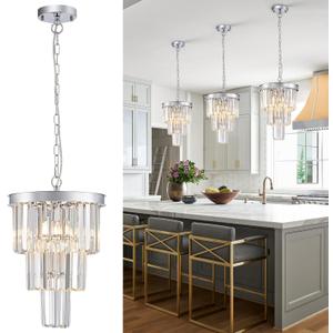 Modern Chrome Crystal Pendant Light, 3 Tiers K9 Crystal Chandelier Mini Ceiling Pendant Light Fixture for Kitchen Island Dining Room Hallway Bedroom Closet (Extra Small-12) Modern Chrome Crystal Pendant Light, 3 Tiers K9 Crystal Chandelier Mini Ceiling Pendant Light Fixture for Kitchen Island Dining Room Hallway Bedroom Closet (Extra Small-12)