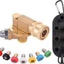 PWACCS Pressure Washer Pivoting Coupler Kit, 240 Degree Rotation, Pressure Washer Accessories Kit Including Gutter Cleaner Attachment and 7 Spray Nozzle Tips with Holder, 1/4" Quick Connect, 4500 PSI