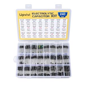 2 x Electrolytic Capacitor Assortment Kit 24 Values 240pcs 0.1uF to 1000uF 10V 16V 25V 50V in-line Aluminum Capacitors Set