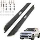 Running Boards & Steps for 2022-2025 Grand Cherokee 2-Row WL (Exclude 4xe Models) SUV Aluminum Black Side Steps Nerf Bars Step Rails 2Pcs Anti-Corrosion Roof Access Support (70inch with bracket)