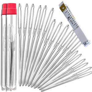 Orrdice 18+1PCS Large Eye Blunt Needles, Stainless Steel Yarn Knitting Needles, Sewing Needles, Crafting Knitting Weaving Stringing Needles,Perfect for Finishing Off Crochet Projects.
