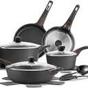 SENSARTE Pots and Pans Set Non stick, Non toxic Healthy Induction Cookware Set, 3 Pcs Non Stick Kitchen Cooking Set with Frying Pans Set & Saucepan, PFOA PFOS APEO Free, Black