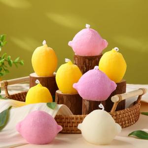 MTLEE 8 Pcs Lemon Shaped Scented Candle Cute Fruit Aroma Soy Wax Decorative Candle Table Photo Prop for Birthday Gift Meditation Mood Boosting Bath Yoga(Yellow, Pink, White)