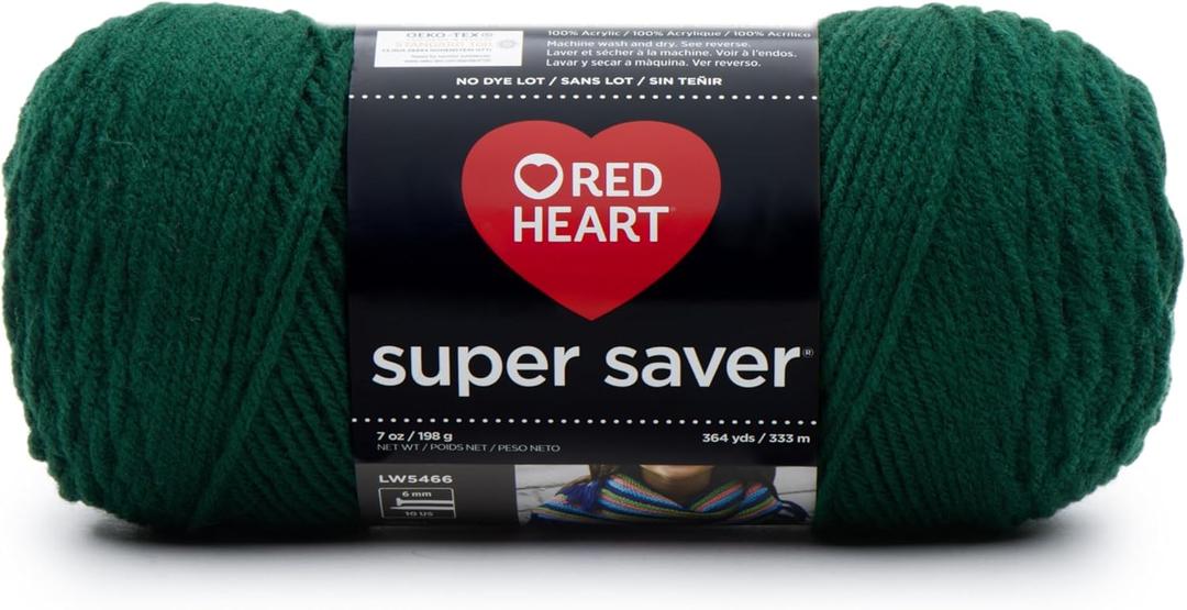 RED Heart Super Saver Yarn, Hunter Green (Single)