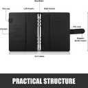 Sooez A5 Binder 6 Ring, Refillable Notebook Planner Cover, Small Leather Organizer Empty Binder for Budget,Journal,Photocard Holder,Recipe Book, Aesthetic Loose Leaf Binder with Magnetic Buckle (Black)