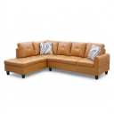 L Shape Sectional Couch with Chaise, 97 Inch Modular Sofa with Ergonomic Reclined Backrest, Sectional Couches for Living Room, High-Density Foam, for Office and Small Apartment, Ginger