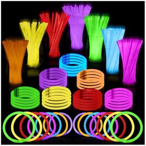 PartySticks Ultra Bright Glow Sticks Bulk Party Supplies 100 Pack - 8" Glow in the Dark Light Up Halloween Party Favors, Glow Decorations, Neon Party Necklaces and Bracelets with Connectors