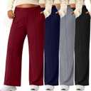 Neer 4 Pack Women's Plus Size Lounge Pants, High Waisted Wide Leg Front Seam Sweatpants Yoga Casual Baggy Pants with Pockets, 3XL