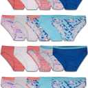 Fruit of the Loom Girls' Cotton Bikini Underwear Multipacks (4, 20 Pack - Fashion Assorted)